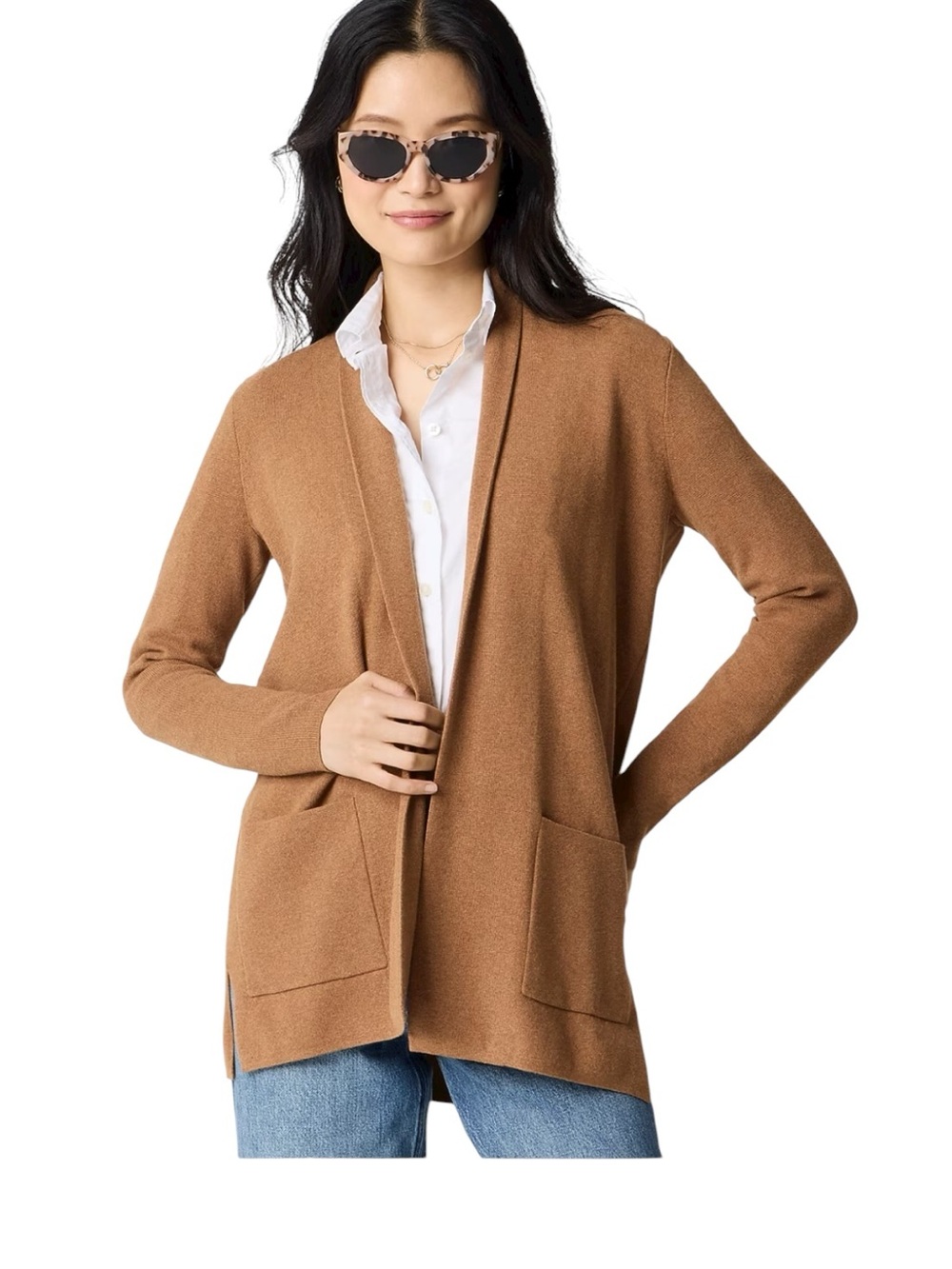 J Crew  Open-Front Long Cardigan Sweater - Camel